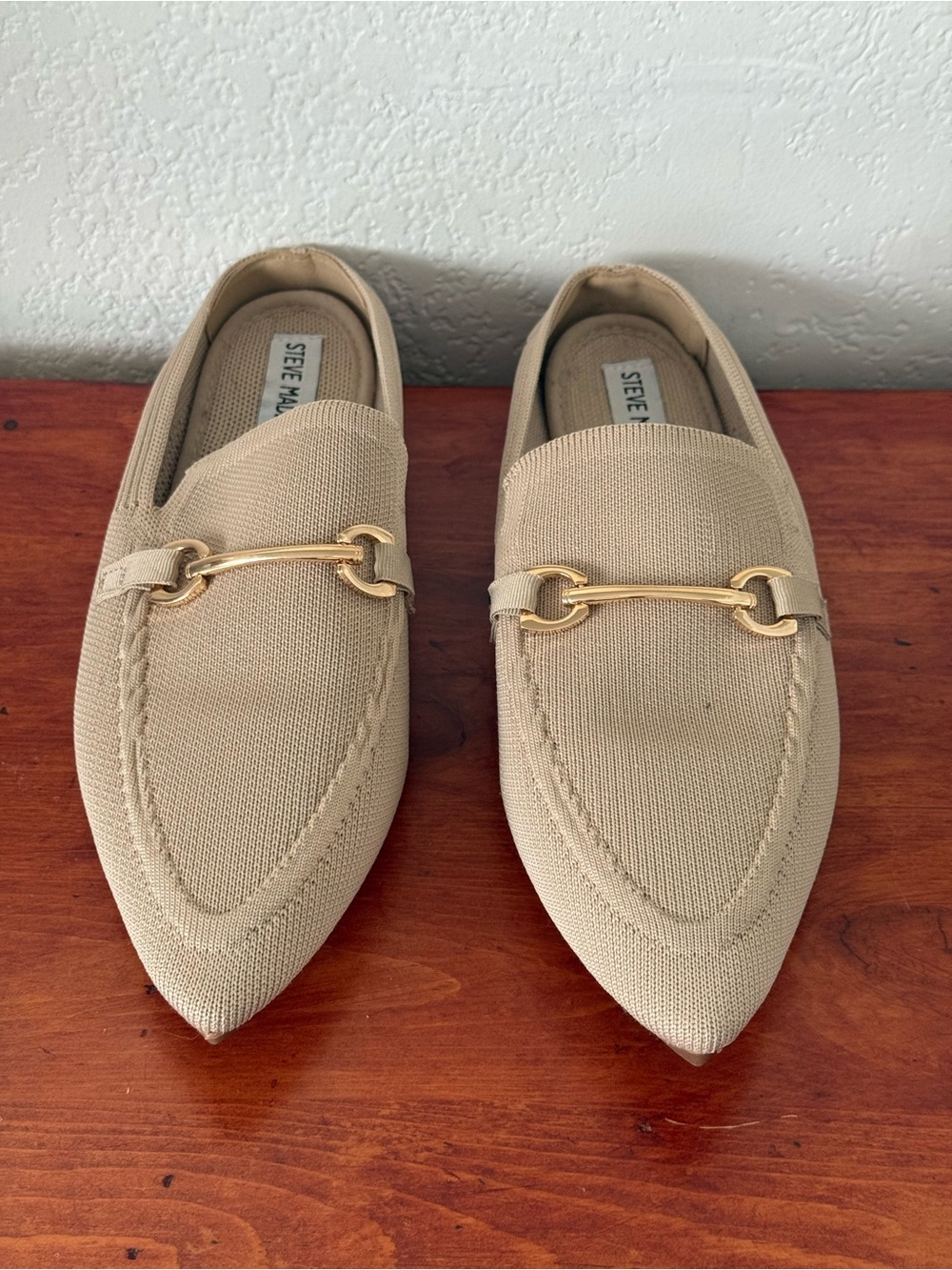 Steve Madden Women's Tan Pointed Toe Mules with Gold Bit